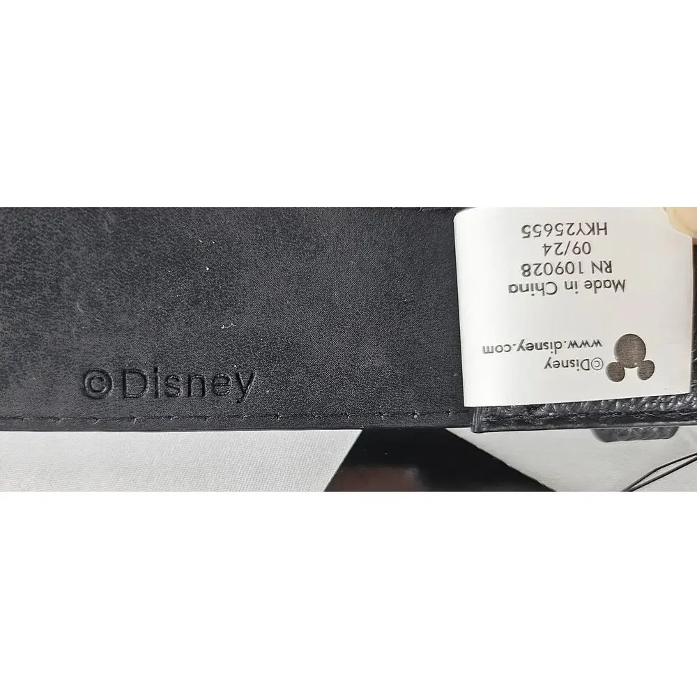 DISNEY 2024 MINNIE MOUSE BLACK VEGAN LEATHER BELT – POLISHED BOW BUCKLE - SIZE M